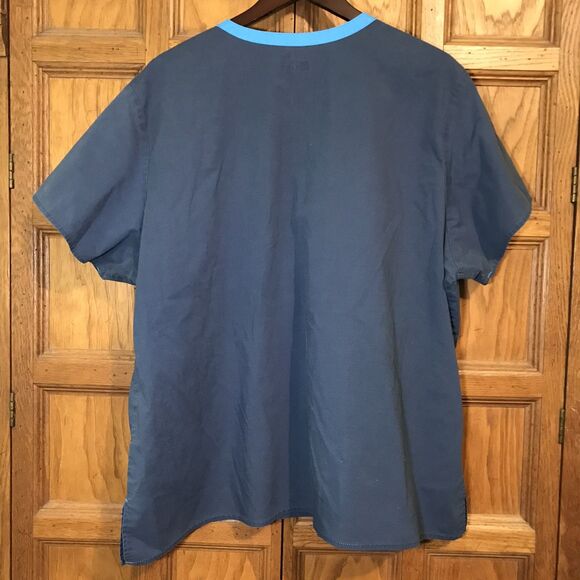 Wonder Winks Flex Scrub Top Women's 3X Navy Cotton Blend Pockets V-Neck Medical - Picture 5 of 8